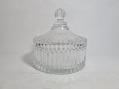 Емкость для хранения винтажная Mikasa Diamond Fire с крышкой, хрусталь, 16 см, Германия, 1970-80гг.