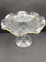 Фруктовница винтажная средняя Im Stil Walther Glas с объемным декором, стекло, 18 х 23.5 см, Германия, 1970-80гг.