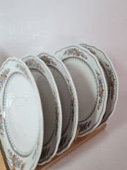 Hutschenreuther НАБОР Фарфоровых тарелок с цветочным рисунком и узором по краю, 19,5 см, 6 шт., Германия, 1960-70гг.