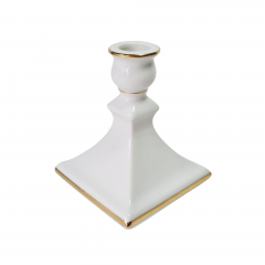 Подсвечник винтажный "Геометрия" Gerold / Florist Design, фарфор, белый/золото, 9 x 11 см, Германия, 1960-1970гг.