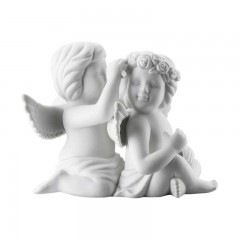 Rosenthal Rosenthal Engelpaar mit Blumenkranz mittel weiss matt 9,5 cm Розенталь пара ангелов с венком из цветов средний белый матовый 9,5 см