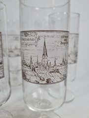 Бокалы пивные винтажные Dortmunder Union Siegel Pils на ножке, стекло, 6 шт., 18 см, Германия, 1960-70гг.