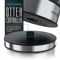 Arendo Arendo Wasserkocher, 1,7 l, 2200 W, Edelstahl mit Glaskorper, Temperaturwahl 40°C 100°C, Aufkochfunktion Чайник Arendo, 1,7 л, 2200 Вт, нержавеющая сталь, стеклянный корпус, выбор температуры 40°С 100°С, функция кипячения.