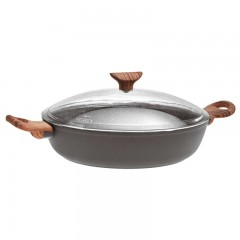 Sambonet Sambonet Rock'n'Rose - Aluminium-Antihaft Servierpfanne mit Deckel Rock d: 28 cm / h: 6,8 cm / 3,6 L Sambonet Rock&quot;n&quot;Rose - алюминиевая сковорода с антипригарным покрытием Rock d: 28 см / высота: 6,8 см / 3,6 л