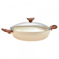 Sambonet Sambonet Rock'n'Rose - Aluminium-Antihaft Servierpfanne mit Deckel Rose d: 28 cm / h: 6,8 cm / 3,6 L Sambonet Rock&quot;n&quot;Rose - Алюминиевая сковорода с антипригарным покрытием и крышкой Rose d: 28 см / высота: 6,8 см / 3,6 л