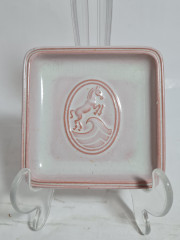 Тарелка декоративная винтажная Robwog Karlsruhe с изображением лошади, керамика, 9 х 9 см, Германия, 1960-70гг.