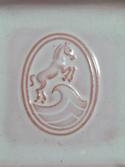 Тарелка декоративная винтажная Robwog Karlsruhe с изображением лошади, керамика, 9 х 9 см, Германия, 1960-70гг.