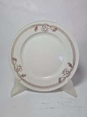 Набор тарелок винтажных Sarreguemines France, белый фарфор с коричневым цветочным декором, 6шт x 21 x 2,5 см, Франция, 1960-70гг.