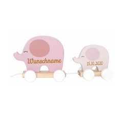 elefantasie Nachziehelefant Holz personalisiert mit Namen Деревянная тяга с изображением слона с именем