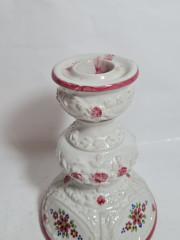 Подсвечник винтажный MR Marzi&Remy с декором в виде мелких розовых цветков, фарфор, 16.5 см, Германия, 1960-70гг.