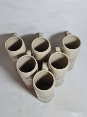 Немецкая пивная кружка винтажная Hoepfner Krausen 1798 с золотистым лого, 6 шт., керамика, 0.5 л, Растал, 20 см, Германия, 1980-90гг.