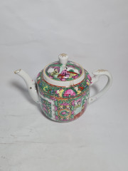 Набор сервировочный винтажный в традиционном китайском стиле, чаша с ложкой, заварочный чайник, фарфор, Китай, 1960-70гг.