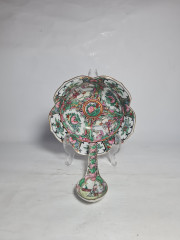 Набор сервировочный винтажный в традиционном китайском стиле, чаша с ложкой, заварочный чайник, фарфор, Китай, 1960-70гг.