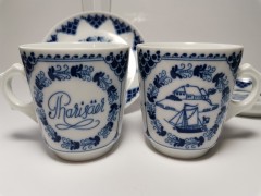 Hutschenreuther Pharisaer,  Хутченройтер Фарфоровый Кофейный набор на 2 персоны с синим декором и яхтами, для Фарисей, Германия 1969г.
