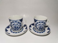 Hutschenreuther Pharisaer,  Хутченройтер Фарфоровый Кофейный набор на 2 персоны с синим декором и яхтами, для Фарисей, Германия 1969г.