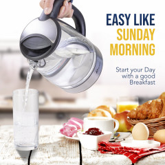 TRESKO TRESKO Wasserkocher TRESKO Wasserkocher Glas 1,7L Glaswasserkocher LED Edelstahl 2200W  Чайник TRESKO Чайник TRESKO стекло 1,7л стеклянный чайник LED нержавеющая сталь 2200Вт