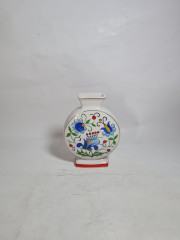 Ваза винтажная Lubiana Poland необычной формы, с сине-красным декором, фарфор, 17 см, Польша, 1960-70гг.