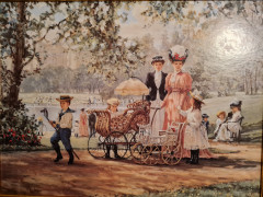 Картина-репродукция винтажная Alan Maley "Прогулка в парке", цифровая печать, в раме, 67 х 51.5 см, Германия, 1980-90гг.