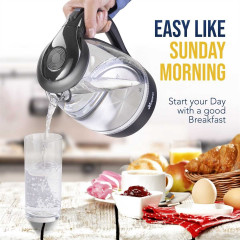 TRESKO TRESKO Wasserkocher 1,7 l 2200 W Glas Wasserkocher LED-Beleuchtung / BPA -frei, 1,7 l, 2200 W, / 360° Edelstahl Sockel / Abschaltautomatik / Filter  Чайник TRESKO 1,7 л, 2200 Вт стеклянный чайник со светодиодной подсветкой / без BPA, 1,7 л, 2200 Вт