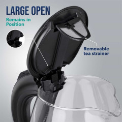 TRESKO TRESKO Wasserkocher 1,7 l 2200 W Glas Wasserkocher LED-Beleuchtung / BPA -frei, 1,7 l, 2200 W, / 360° Edelstahl Sockel / Abschaltautomatik / Filter  Чайник TRESKO 1,7 л, 2200 Вт стеклянный чайник со светодиодной подсветкой / без BPA, 1,7 л, 2200 Вт