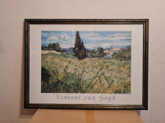 Картина-репродукция винтажная Винсент Ван Гог "Ферма в Провансе", в раме, 75 х 55 см, Германия, 1980-90гг.