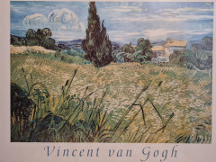 Картина-репродукция винтажная Винсент Ван Гог "Ферма в Провансе", в раме, 75 х 55 см, Германия, 1980-90гг.