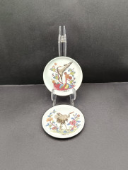 Набор тарелок декоративнах винтажных Hutschenreuther / Коллекция Lufthansa, &quot;Цапли&quot;, фарфор, 2 шт., 10 см, Германия, 1990 год.