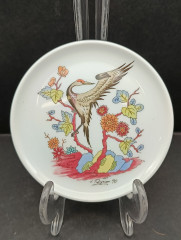 Набор тарелок декоративнах винтажных Hutschenreuther / Коллекция Lufthansa, &quot;Цапли&quot;, фарфор, 2 шт., 10 см, Германия, 1990 год.