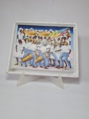 Blanc Картина в белой раме &quot;Музыкальное шествие&quot;, художник Jean Claude Blanc, 24x29см, Германия, 1970-80гг.