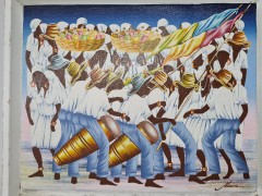 Blanc Картина в белой раме &quot;Музыкальное шествие&quot;, художник Jean Claude Blanc, 24x29см, Германия, 1970-80гг.