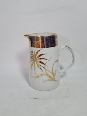 Набор для чая винтажный Lichte с золотым растительным декором, ручная роспись, костяной фарфор, чайник, молочник, сахарница, ГДР, 1970-80гг.