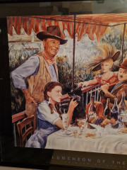 Картина-постер винтажная George Bungarda "Вечеринка на яхте", в стиле 60-х, большой формат, в раме, 93.5 х 64 см, Германия, 1980-90гг.