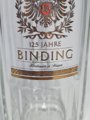 Немецкая пивная кружка винтажная Binding "125 лет Биндингу", стекло, 0.5 л, 20 см, Германия, 1980-90гг.