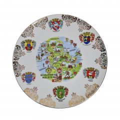 Тарелка декоративная винтажная "Курорты Северного моря", фарфор, 26.5 см, Германия, 1970-80гг.