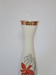 Bareuther WALDASEEN Фарфоровая Ваза с позолотой "Красный цветок", 28.5см x 7см, Германия, 1950-60гг.
