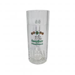 Немецкая пивная кружка винтажная Hoepfner (частная пивоварня), 0.4 л., стекло, 17.5 см, Германия, 1980-90гг.