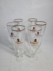 Немецкие пивные бокалы винтажные Bellheimer, Lord, стекло, 0.3 л, 6 шт., 23.5 см, Германия, 1980-90гг.