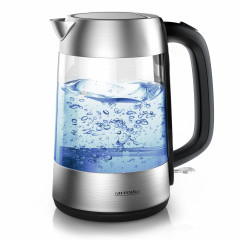 Arendo Arendo Wasserkocher, 1,7 l, 2200 W, Edelstahl, Glaswasserkocher, automatische Abschaltung, Kalkfilter, LED silberfarben Чайник Arendo 1,7 л, 2200 Вт, стеклянный чайник из нержавеющей стали, с автоматическим отключением, фильтром от накипи, светодио