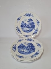 Sarreguemines Romantic France Набор Декоративных фарфоровых тарелок &quot;Дом у пруда&quot;, 3 штуки, 25см, Франция, 1960-70гг.