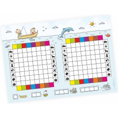nikima Papeterie 2er Set A5 Spielblock Schiffe versenken JUNIOR\/ KIDS Reisespiel Flottenmanover Reisespiele Набор канцелярских принадлежностей из 2 игровых блоков формата А5 Морские корабли JUNIOR/ KIDS игры в путешествия маневры флота игры в путешествия