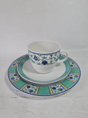 Чайное трио винтажное Winterling Bavaria с бирюзово-синим декором, фарфор, Германия, 1960-70гг.