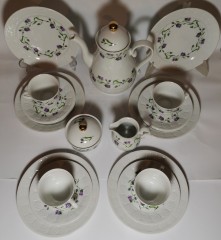 Сервиз чайный винтажный Schirnding Bavaria на 4 персоны, с нежным цветочным декором, 19 предметов, фарфор, Германия, 1960 год.