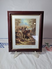 Adolphe Yvon Репродукция картины &quot;Атака кирасир при Рейшсоффене&quot; худ. Адольф Ивон, 30см x 25.5см, Германия, 1970-80гг.