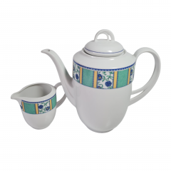 Чайный сервиз винтажный Winterling Bavaria на 5 персон с бирюзово-синим декором, фарфор, Германия, 1960-70гг.