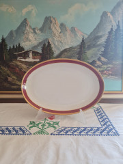Seltmann Weiden Винтажное блюдо с бордово-позолоченным ободком, 31см x 21,5см, Германия, 1960-70гг.