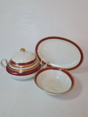 Seltmann Weiden Набор: 3 больших блюда с бордово-позолоченным ободком, Германия, 1960-70гг.