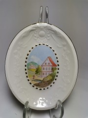 Pirken Hammer Gentlemen, Пиркен Хаммер Декоративная винтажная тарелка &quot;Возвращение домой&quot;, фактурный фарфор, 14см х 11см, Чехословакия 1950г.