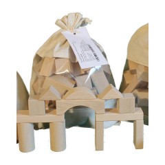 Holzspielzeug Baubeutel mit Holzbausteinen 30 tlg natur Деревянный мешок для сборки игрушек с деревянными строительными блоками 30 штук натуральный