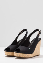Tommy Hilfiger ICONIC ELENA SLING BACK WEDGE High heeled sandals black ICONIC ELENA SLING BACK WEDGE Босоножки на высоком каблуке черный