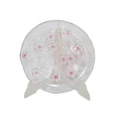 Mikasa Carmen Круглое блюдо, бело-розовые цветы на стекле, 3.5см x 21см, 1950-60гг.